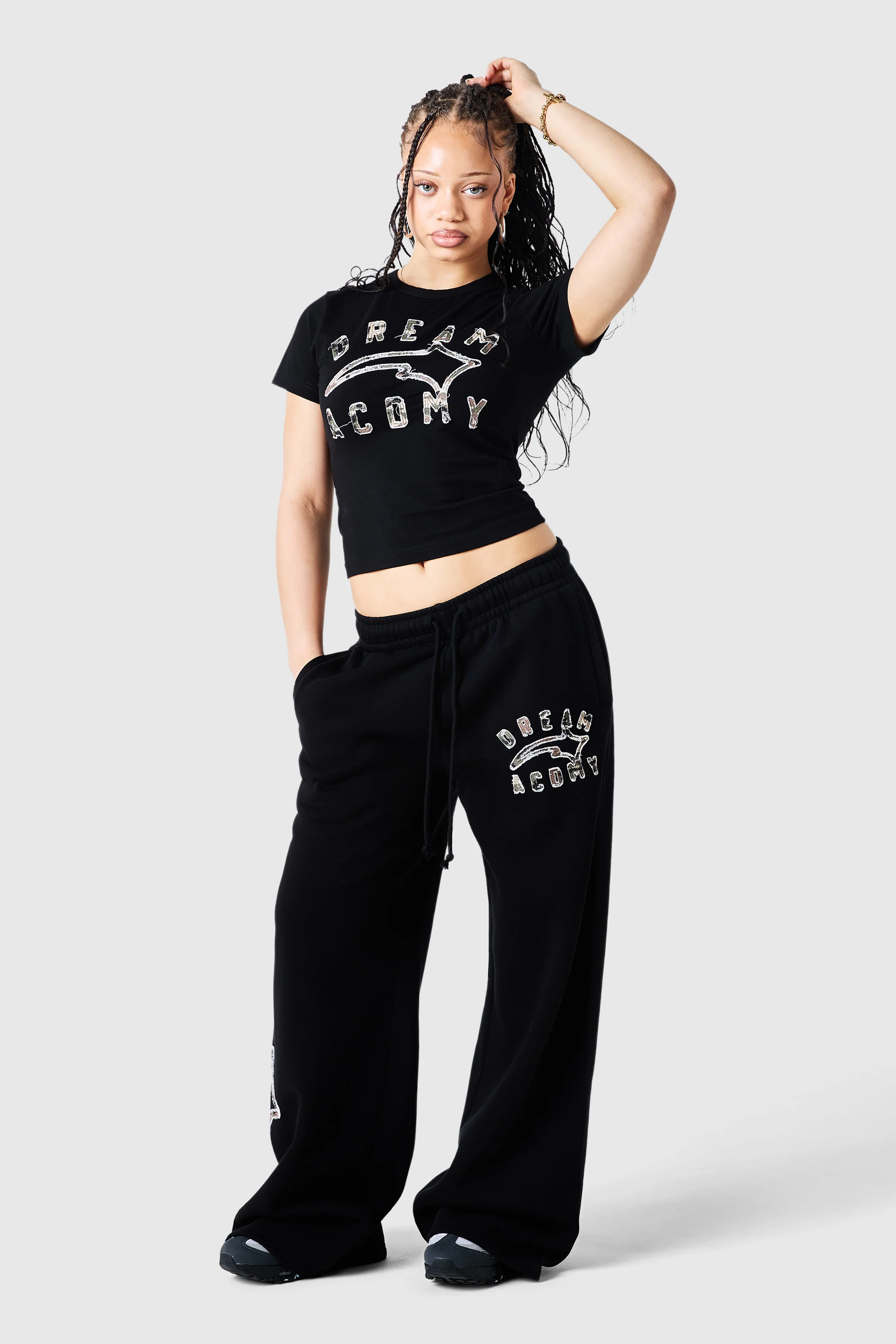 Womens Camo College Tee - Black - Image 2