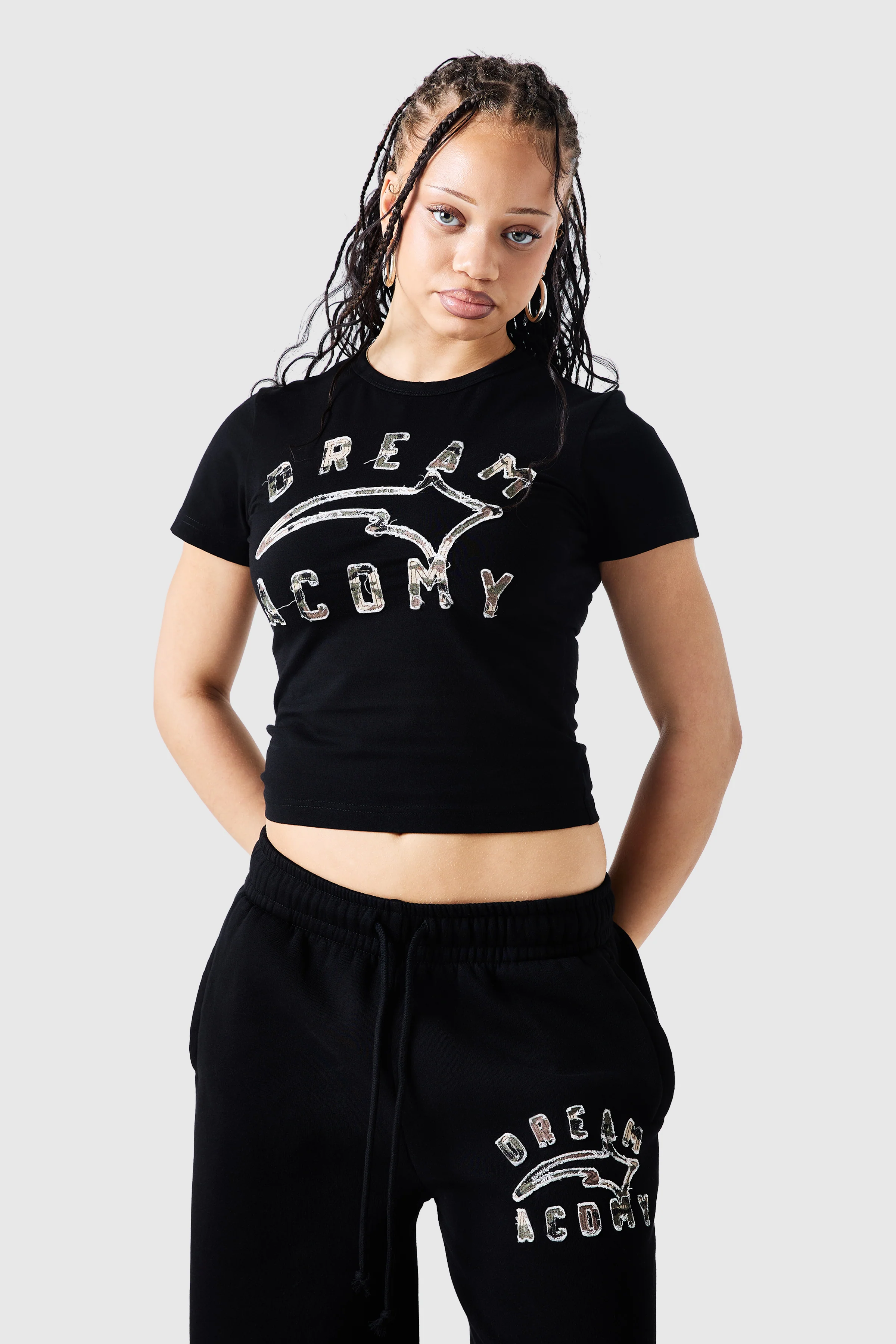 Womens Camo College Tee - Black - Image 3