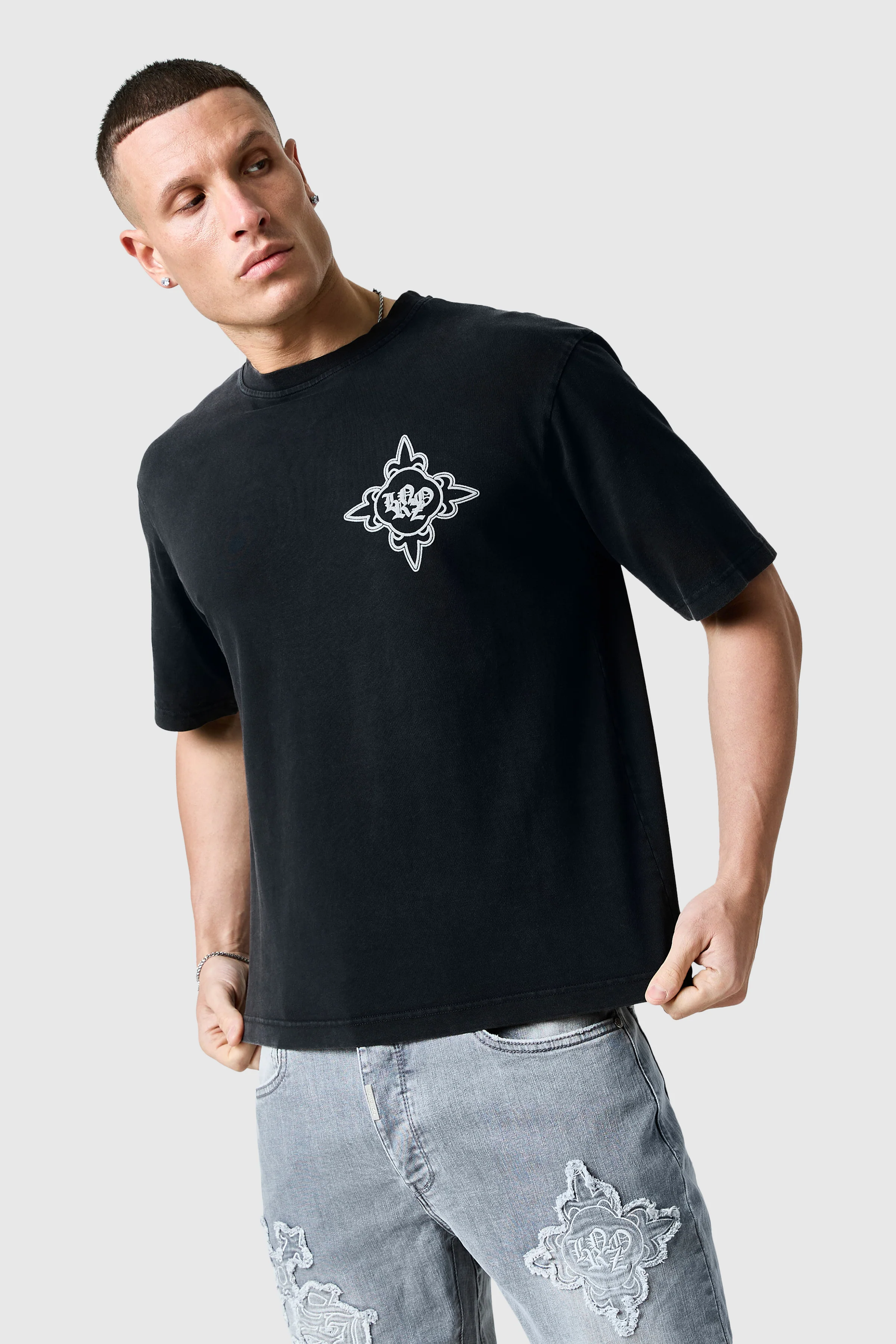 Icon Tee - Black Acid Wash / Cool Grey
