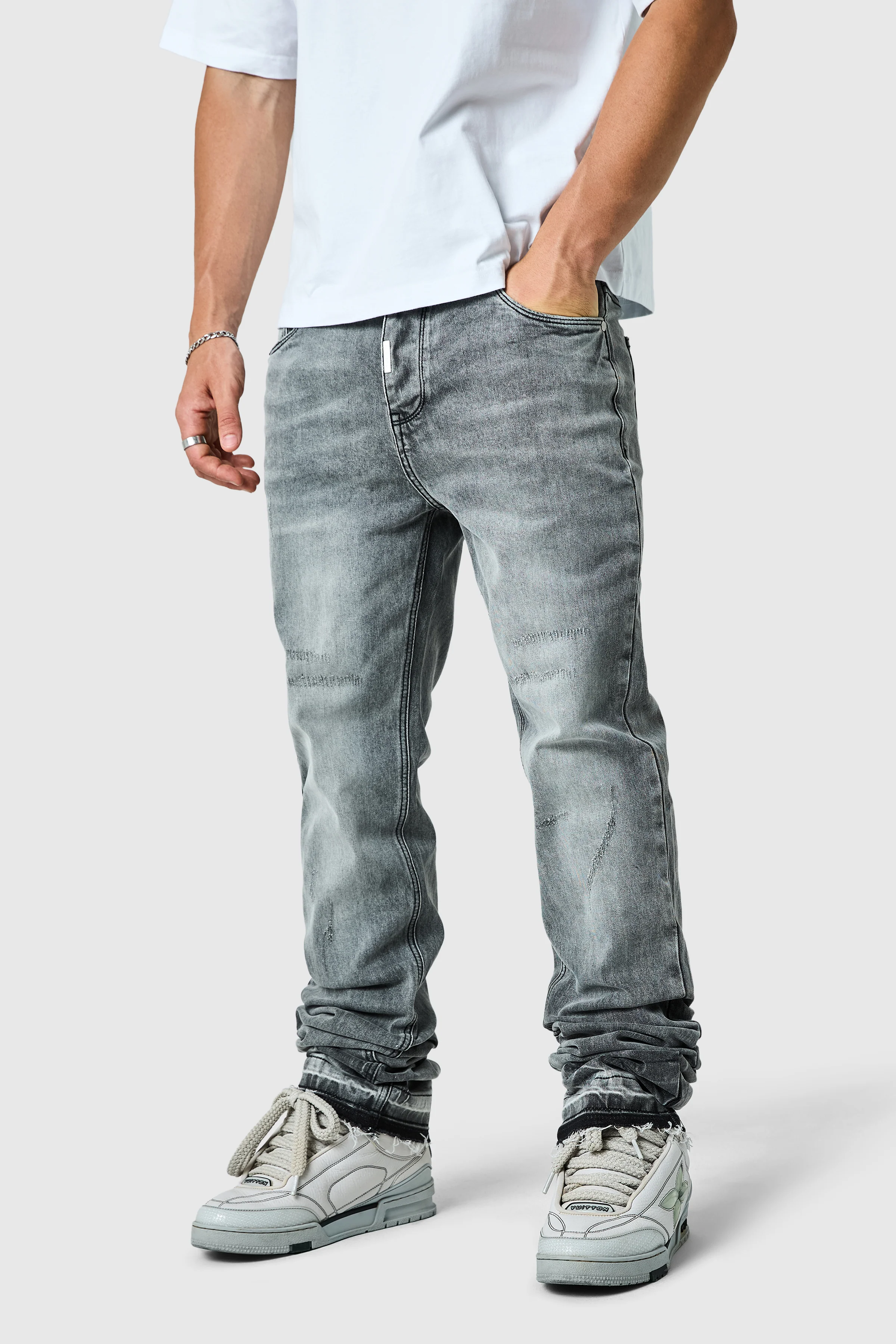 Stacked Jean - Mid Grey