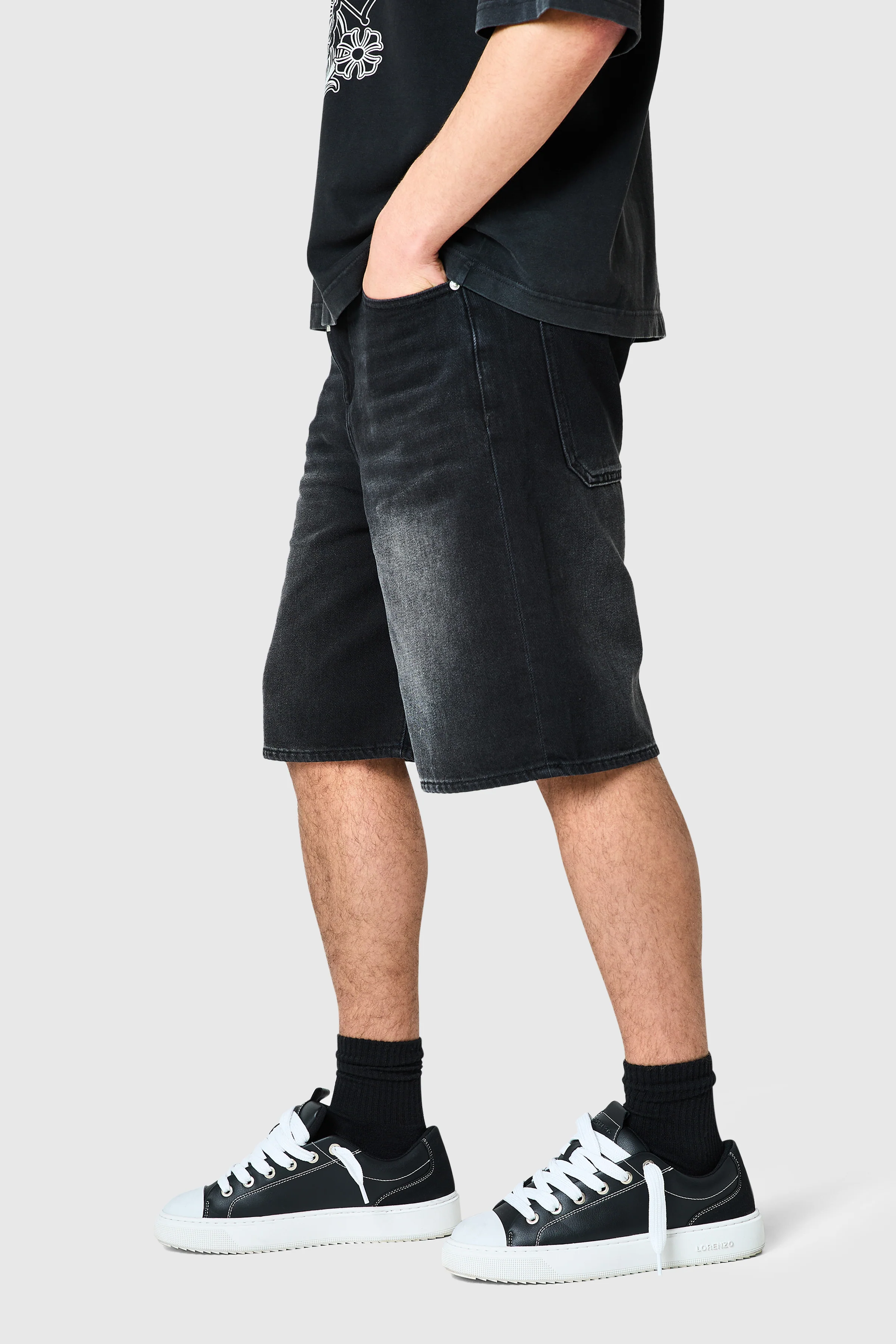 Staples Jort - Black Denim - Image 3