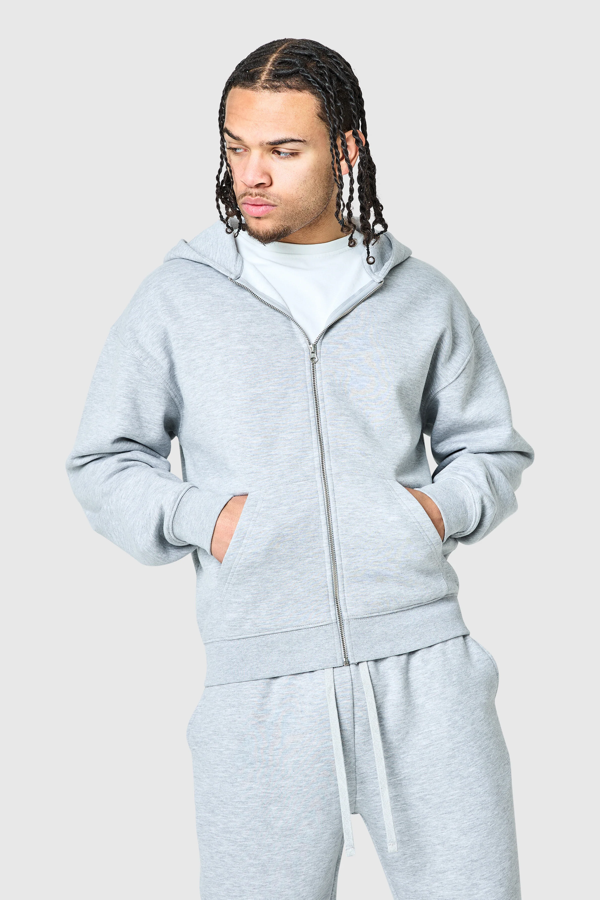 Uniform Zip Hood - Grey Marl