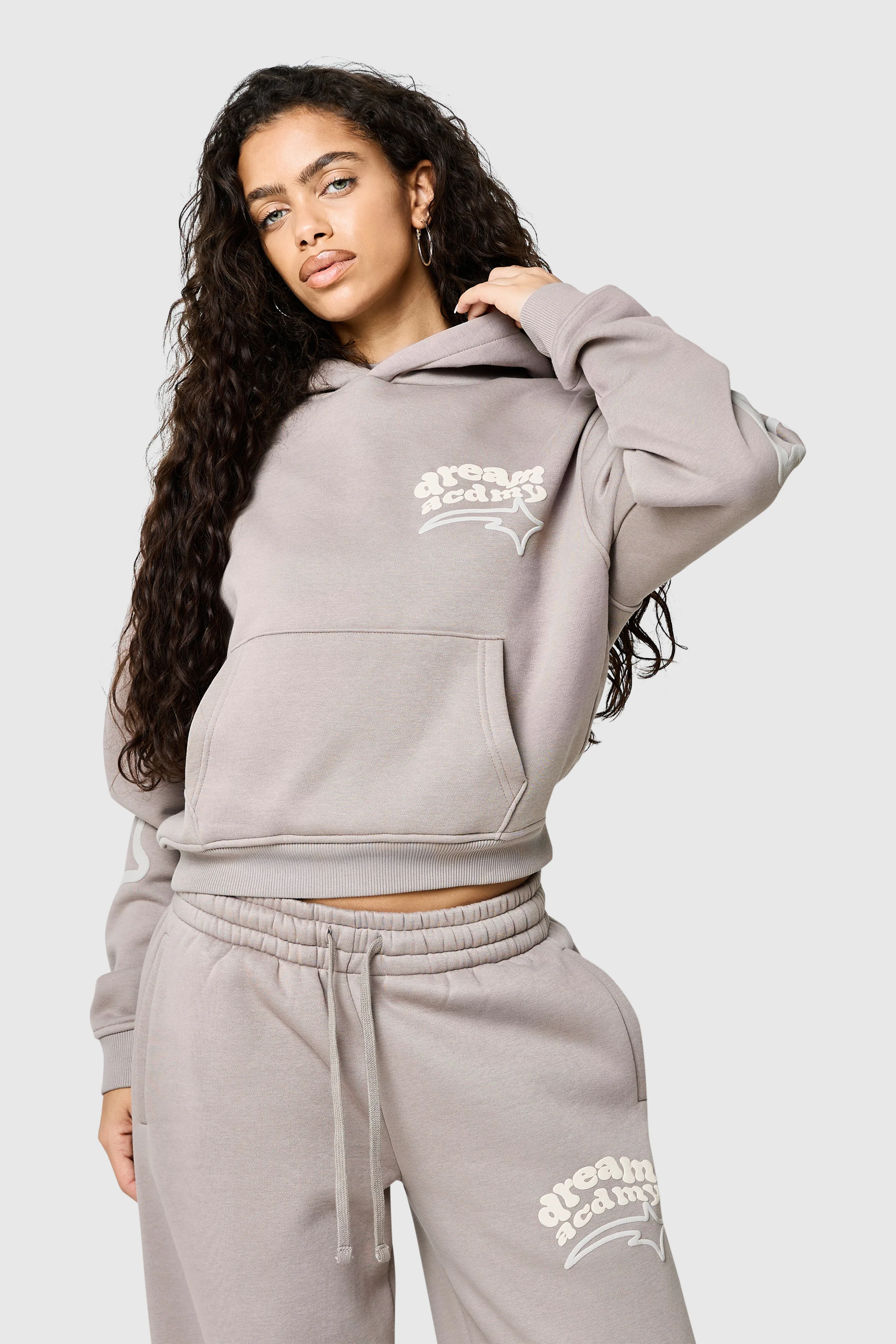 Womens Dream Acdmy Crop Hood - Soft Taupe - Image 4