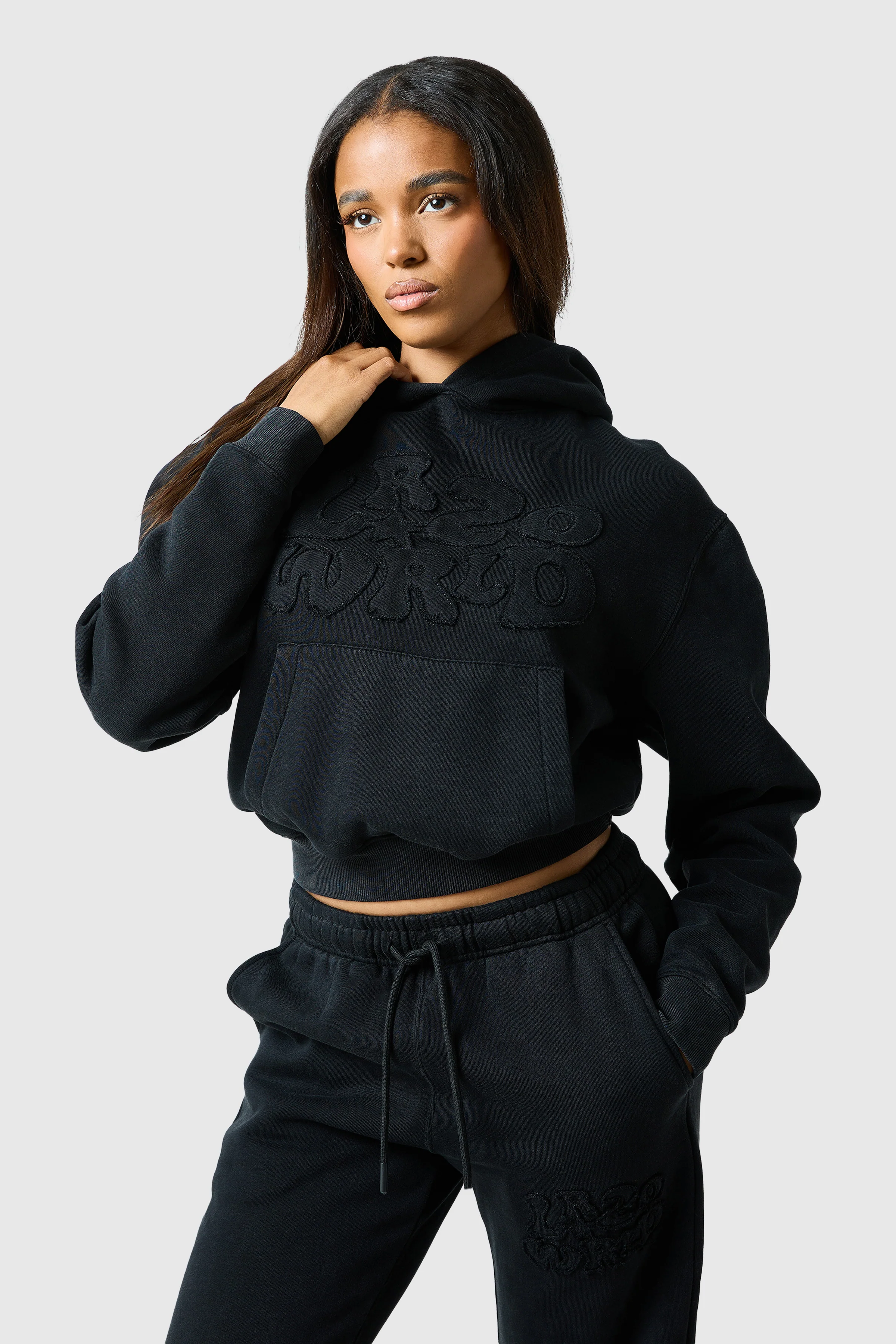 Womens Lrzo Wrld Applique Hood - Black - Image 6