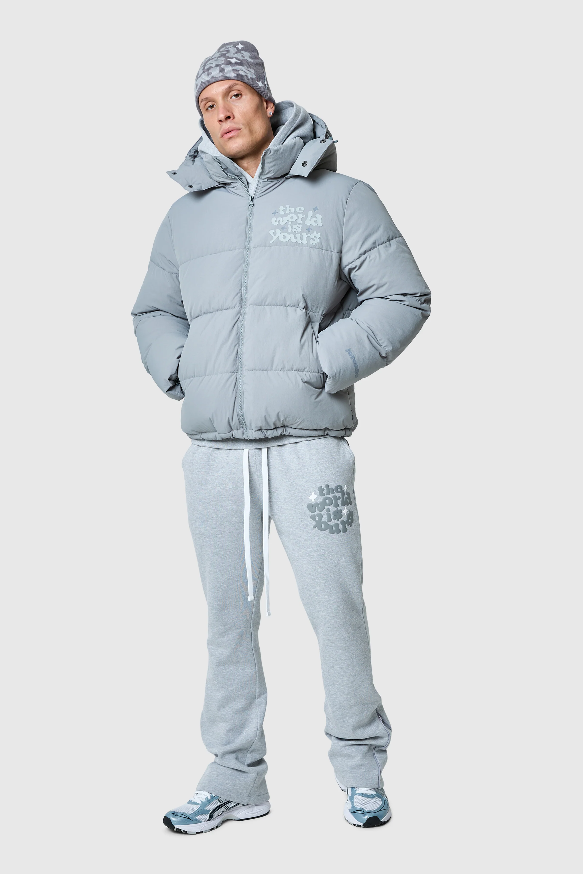 World Is Yours Puffer Jacket - Moon Grey - Image 7